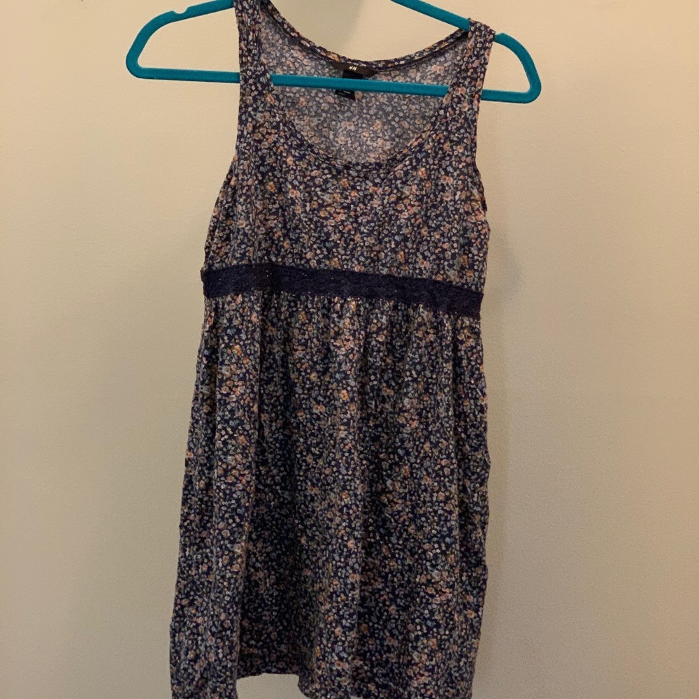 Boho Crochet Trim Ditsy Floral Print Dress S H&M